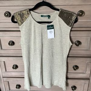 Ralph Lauren embellished top NWT size M.